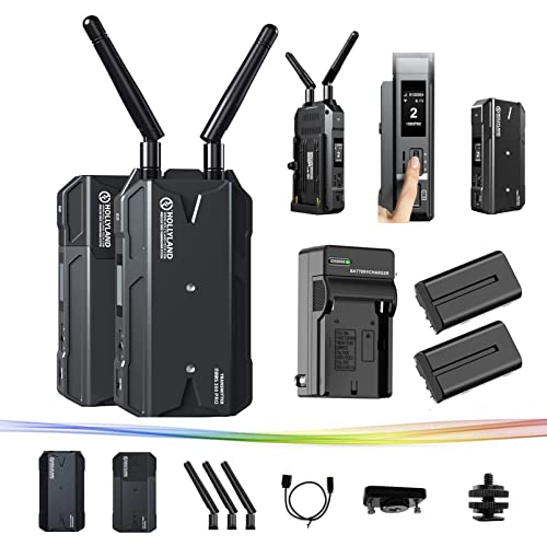 Hollyland Mars 300 Pro Enhanced Wireless Video Transmitter & Receiver 300Ft Range 1080p HDMI 5G 0.08S Low Latency APP Support iOS Android [2 Battery Pack & AC Charger Bundle]