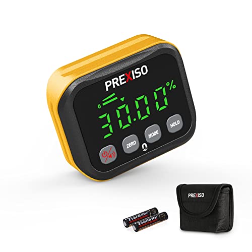 PREXISO Angle Gauge Magnetic, Angle Finder - Digital Level Electronic, Protractor Angle Cube Inclinometer for Woodworking, Table Saw, Construction, Masonry, Machinery, 0-360 Bright Backlit Display