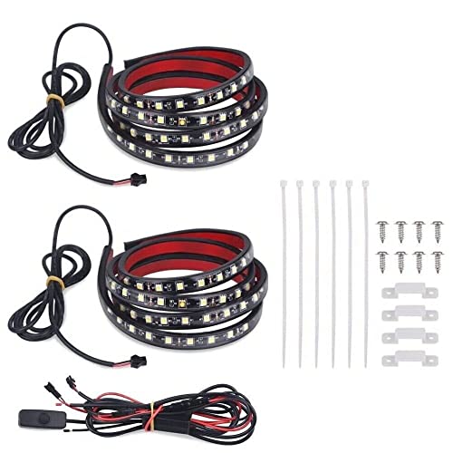 VANJING 2PCS 60 White LED Light Strip Kit for Truck Bed Cargo Boat Pickup RV SUV Waterproof Lighting Kit Tailgate Light 12v with On-Off Switch (White)