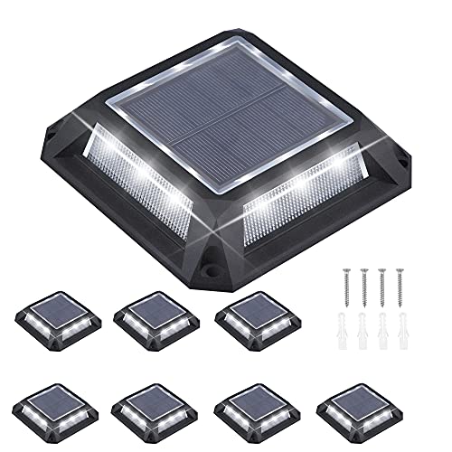 Driveway Markers Solar Powered 8-Pack Super White Bright 12 LED Solar Lights with 1200mAh Battery IP68 Outdoor Waterproof Driveway Lights Solar Powered for Winter Sidewalk Garden Yard Walkway Outdoor