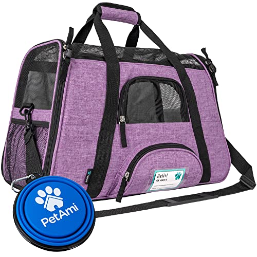 PetAmi Premium Airline Approved Soft-Sided Pet Travel Carrier | Ventilated, Comfortable Design with Safety Features | Ideal for Small to Medium Sized Cats, Dogs, and Pets (Small, Heather Purple)