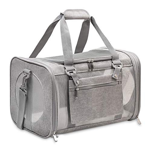 Prodigen Pet Carrier Airline Approved Pet Carrier Dog Carriers for Small Dogs, Cat Carriers for Small Cats Medium Cats, Small Pet Carrier Small Dog Carrier Cat Pet Travel Carrier -Gray,M