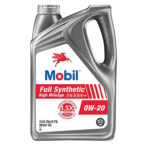 Mobil Full Synthetic High Mileage Motor Oil 0W-20, 5 Quart