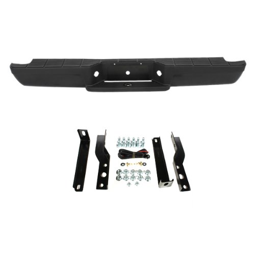 CarPartsDepot 364-18119-20-BK BLACK REAR STEP BUMPER+PAD+BRACKET COMPLETE ASSEMBLY FO1102257