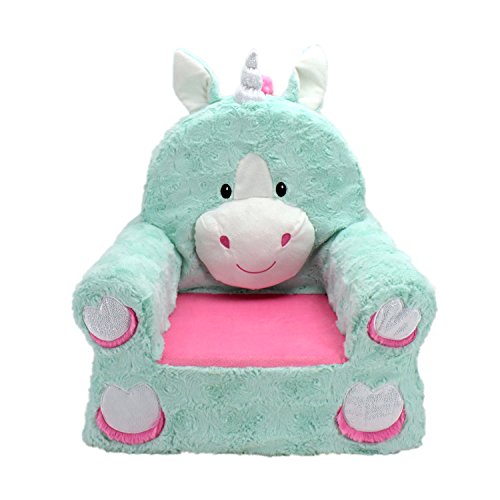 Animal Adventure Teal Unicorn Soft Plush Children's Chair, Sweet Seats