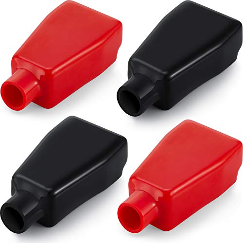 Battery Terminal Covers Battery Terminal Insulating Protector Covers Positive and Negative Cable Covers in Red and Black for Boat Cars (4)