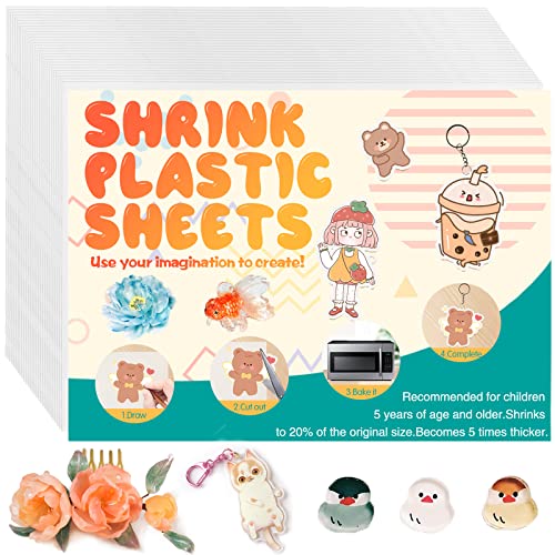 Uyuxxu 36 Pieces Shrink Plastic Sheets,Shrink Art Paper Heat Shrink Films Sheets,7.95.7 inch Printable Shrinky Dink Paper for Kids Creative Craft,Earrings,Necklace,Keychains