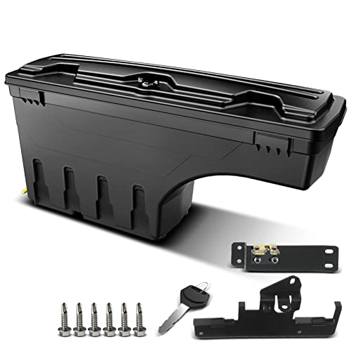 YHTAUTO Truck Bed Storage Tool Box Lockable Compatible with 2005-2021 Toyota Tacoma, Driver Side, 2019 & 2021 with Storage Box, Swing Waterproof Wheel Well ToolBox