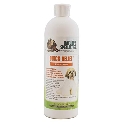 Nature's Specialties Quick Relief Ultra Concentrated Anti-Microbial Medicated Dog Neem Shampoo for Pets, Makes up to 1 Gallon, Natural Choice for Professional Groomers, Helps Relieve Itching, Made in USA, 16 oz