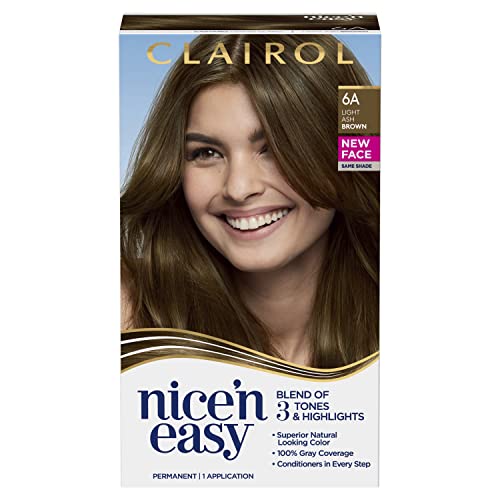 Clairol Nice'n Easy Permanent Hair Dye, 6A Light Ash Brown Hair Color, Pack of 1