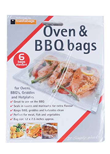 toastabags Disposable Oven and BBQ Cooking Bags, 12 x 7.5 Inch - 6 Bags per Pack, 1-Pack