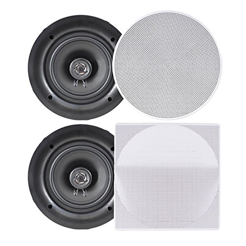 Pyle Ceiling Speakers - Stereo Home Theater Speakers - in Wall Speakers Flush Mount - 8-Inch White 250 Watt, 2-Way, (Pair) (PDIC86)