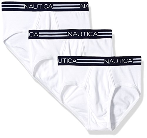 Nautica mens Comfort Cotton Underwear Fly Front - Multi Pack Briefs, White/White/White, Medium US