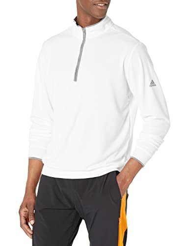 adidas Golf Men's Standard UPF Quarter Zip Pullover, White/Grey Three, Large