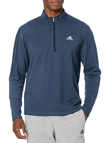 adidas Golf Men's 3-Stripes Recycled Polyester Quarter Zip Pullover, Navy, Medium