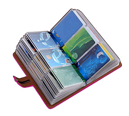 JERLA RFID Credit Card Holder book,Leather Business Card Organizer for Women Men 96 Card Slots (Rose pink)