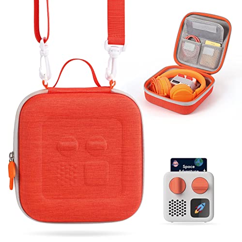 Travel Case Hard Case Replacement for Yoto Mini, Kids Audio Card Portfolio Case Designed to Hold Player, Audio Cards, and Accessories for Boys and Girls (Orange-L)