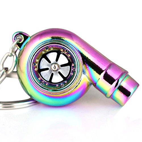 maycom Creative Spinning New Charming Polished Rainbow Turbo Turbocharger Keychain Key Chain Ring Keyring Keyfob,make Whistle Sound