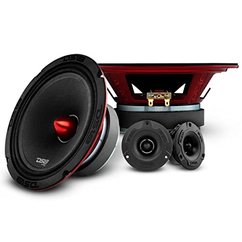DS18 PRO-X6.4BMPK Mid and High Complete Package - Includes 2X Midrange Loudspeaker 6.5" and 2X Aluminum Super Bullet Tweeter 1" Built in Crossover - Door Speakers for Car or Truck Stereo Sound System