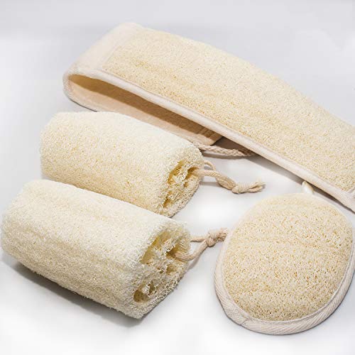 UCINNOVATE Natural Shower Loofah Eco-Friendly Egyptian Sponge, Large Exfoliating Shower Loofa Body Scrubbers Buff Away Dead Skin for Smoother, Loofah Back Scrubber Dry Brushing Body Brush Applicator