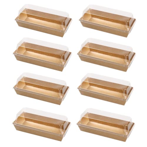 Hewnda 20 Pack paper cake box sushi small pastry Clear Lid Plastic Container, kraft paper box with polyester coating, suitable for hot dogs, sandwiches, French fries, muffins
