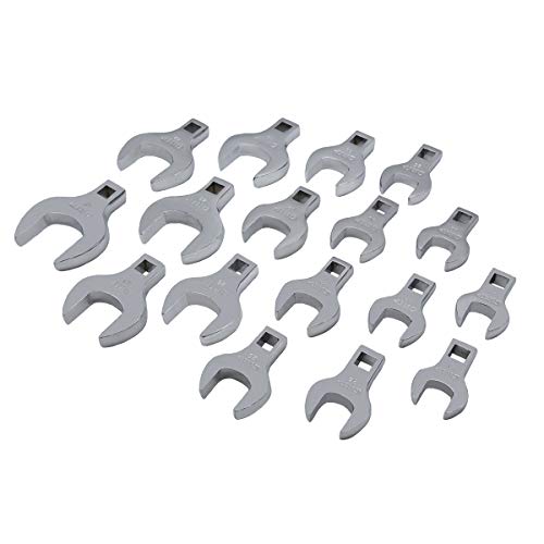 Grip 17 pc Metric Jumbo Crowfoot Wrench Set (MM) - Sizes Range from 20 to 46mm - Blow Mold Storage Tray - Chrome Plated Carbon Steel