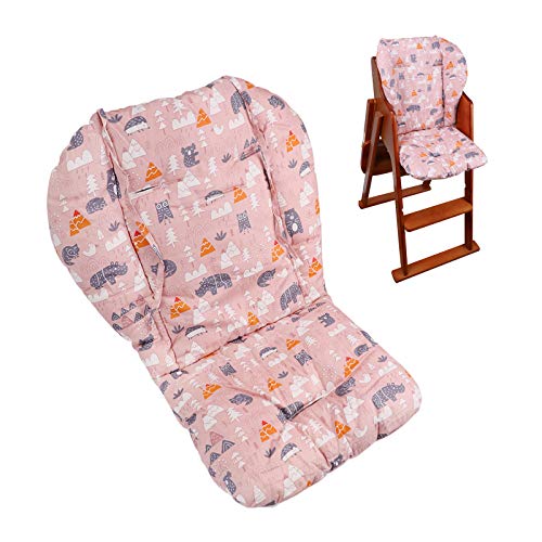 Baby High Chair Cushion, Thick Pad for Wooden High Chair, Baby Dining Chair Liner Mat(Pink Forest