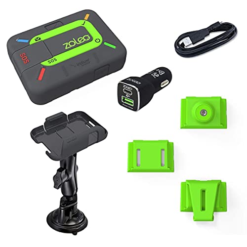 ZOLEO Satellite Communicator Two-Way Global SMS Text Messenger & Email, Emergency SOS Alerting, Check-in & GPS with Universal Mount Accessory Kit  RAM Mount, DC Car Charger, USB Cable, & Cradle Kit
