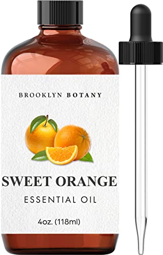 Brooklyn Botany Sweet Orange Essential Oil  100% Pure and Natural  Therapeutic Grade Essential Oil with Dropper  Sweet Orange Oil for Aromatherapy and Diffuser - 4 Fl. OZ