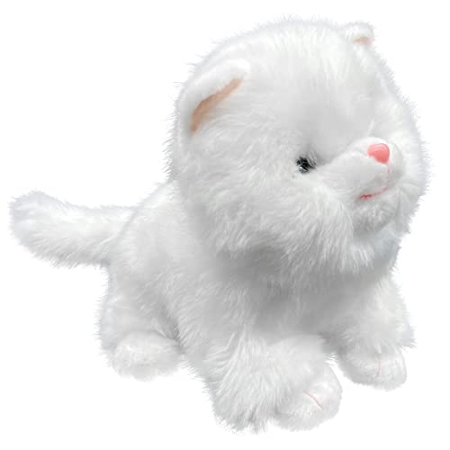 YH YUHUNG Robot Cat Plush Toy Interactive Cat Electronic Pets Cat Boy Toy with Touch Control Meow Purring Cat Toy for Girls Mechanical cat Birthday Gift Pet Toys for Kids, White