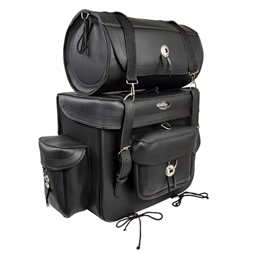 Milwaukee Leather SH539 Black PVC Large 2 Piece Touring Sissy Bar Bag - One Size