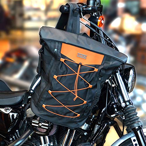 Sresk Expandable Motorcycle Travel Luggage Sissy Bar Bag Tail Bag Motorcycle Backpack: Weather Resistant Duffle Bag with Sissy Bar Straps (Balck)
