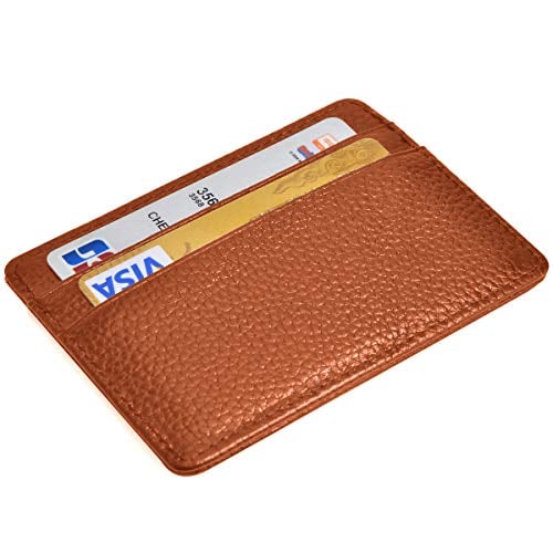 EASTNIGHTS Credit Card Holder Slim Wallet Leather Minimalist Wallet with ID Window (brown)