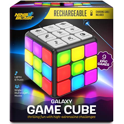 Rechargeable Game Activity Cube - 9 Fun Brain & Memory Games - Cool Toys for Boys and Girls - Christmas/Birthday Gifts for Ages 6-12+ Year Old Kids Tweens & Teens - Best Boy & Girl Toy Gift Ideas