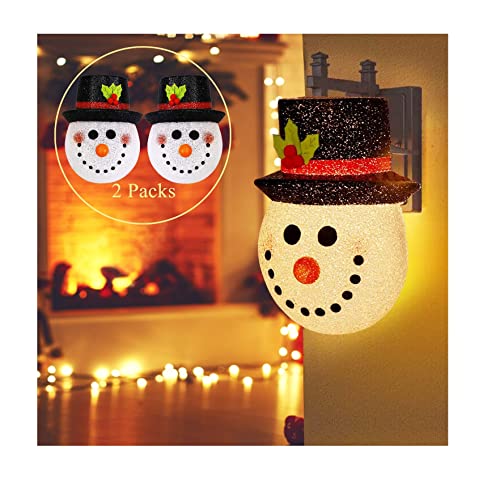 2 Pcs Snowman Christmas Decor, Porch Light Covers for Outdoor Christmas Decorations, Holiday Party Fit Standard Lighting Decor, Front Door, Garage Lights, Yard