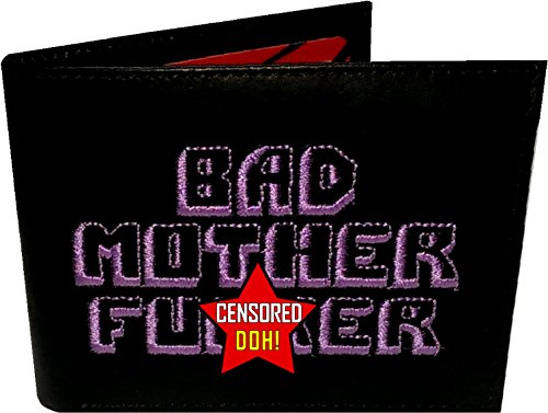 BMF Wallet Purple Embroidery Black Leather