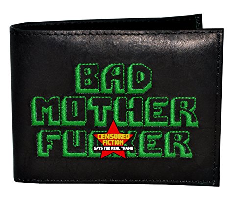 BMF Wallet Green Embroidery Black Leather