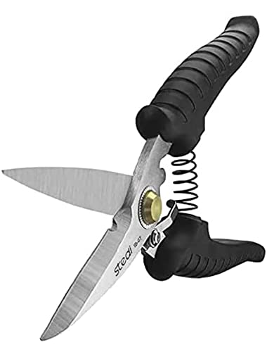 stedi Scissors Heavy Duty, Multi-Purpose Shears with Finely Serrated High Carbon Stainless Steel Blades -Easy Cutting Electrical Cable Notch, Insulation, Non-Slip Comfortable Handle, Soft Cable