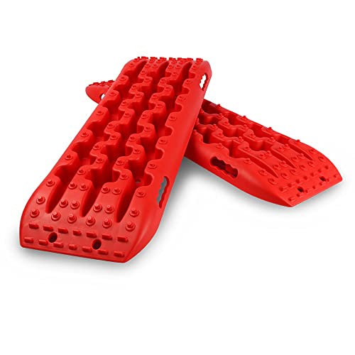 REINDEER Recovery Traction Tracks Mat for 4X4 Offroad Sand Snow Mud Track Tire Ladder Red Slim 4WD