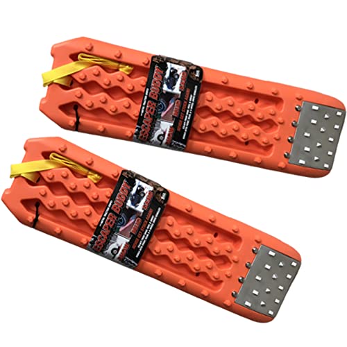 Maxsa 20322 Metal Gripped Escaper Buddy Traction Boards for Off-Road Mud, Sand, & Snow Vehicle Extraction, Bendable, Unbreakable, Orange, 2 Pack