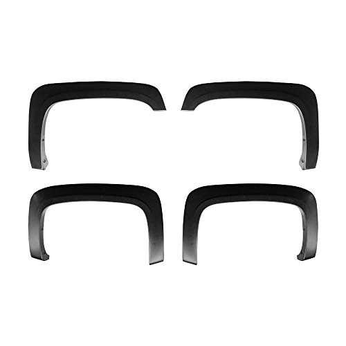 Factory Style Fender Flares Compatible with 2007-2013 Chevy Silverado 1500 2500HD 3500HD 6.5' & 8' Bed | Excl. 2007 Classic | NOT for Sierra | Fine-Textured Matte Black Paintable 4pc | TFC64288AA