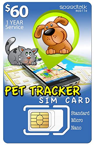 SpeedTalk Mobile 1 Year Pet GPS Tracker SiM Card | 3 in 1 Simcard Standard, Micro, Nano - GSM 4G 5G LTE for Dog Cat Tracking and Activity Devices