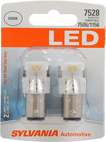 SYLVANIA - 7528 LED White Mini Bulb - Bright LED Bulb, Ideal for Daytime Running Lights (DRL) and Back-Up/Reverse Lights (Contains 2 Bulbs)