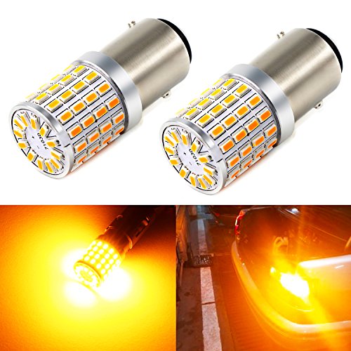 PHINLION 2057 1157 Orange Yellow LED Bulbs Super Bright 3014 72-SMD 1034 2357 7528 LED Bulb for Turn Signal Blinker Parking Side Marker Lights, Amber Yellow