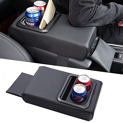 Auto Center Console Armrest Pillow, Memory Foam Car Armrest Cushion with Cup Holder and Phone Holder Storage Bag Universal for Most Car