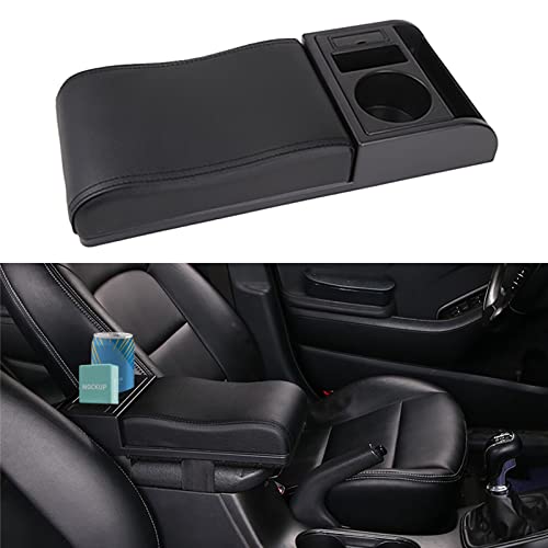 DOTAATDW Car Armrest Cover Cushion, Auto Center Console Armrest Pillow, Multifunction Auto Armrest Cushion Pads with Retractable Panel USB Charging Port Cup Holder Storage Grid Fit for Most Car