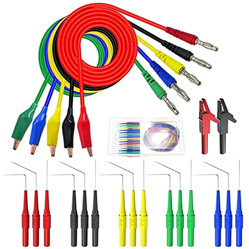22 Pcs Back Probe Kit 4mm Banana Plug Alligator Clip Kit with 3 Angles Back Probe Pins Durable Automotive Test Leads Set Wire Piercing Probes for Car Repairing Diagnostic Circuit Testing
