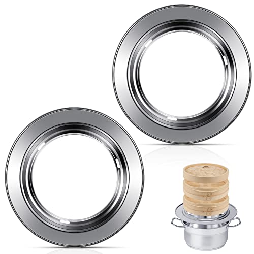 2 Pcs Bamboo Steamers Ring 8 Inch Stainless Steamer Adapter Ring Dumpling Steamer Basket Ring for Cooking Bamboo Steamer Liner for 8 to 11 Inch Steamers