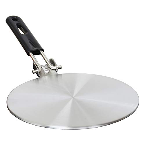 9.45inch Heat Diffuser Stainless Steel Induction Diffuser Plate with Foldable PP Handle, Induction Adapter Diffuser Converter Hob Simmer Ring Plate for Electric Gas Stove Glass Induction Cooktop