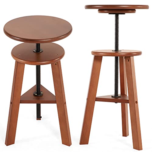 VISWIN 19"-26" H Wooden Adjustable Height Stool, Beech Wood Artist Stool for Drafting, Painting Stool for Artists, Adults, Wood Chair for ArtStudio, Bar, Kitchen, Home Use, Office